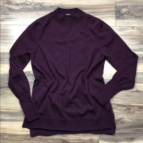 Badgley Mischka 100% Merino Wool purple Sweater - Sz L - Picture 1 of 15